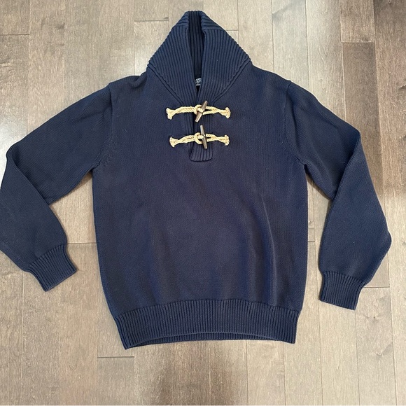 J Crew Factory Nautical Wood Toggle Sweater Seacoast Preppy Boating M - Picture 1 of 7